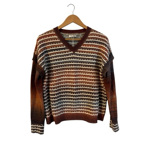 Maude Vivante Women's Small V Neck Sweater Brown Pullover - Picture 1 of 6